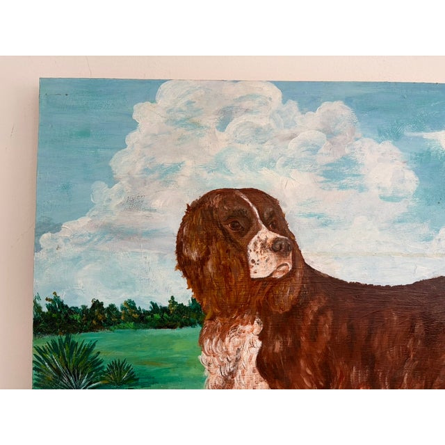 Large Vintage Folk Art Dog Portrait – Oil on Panel, Signed K. Hines 1970 For Sale - Image 9 of 17