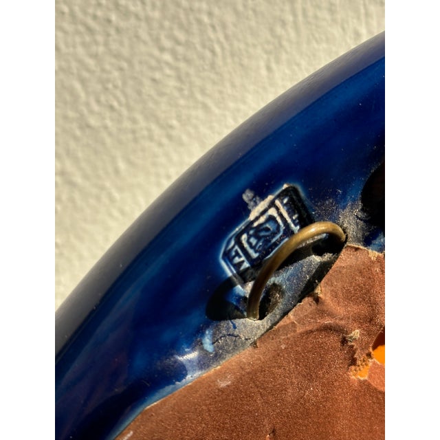 Oval Wall Mirror with Blue Ceramic Frame, 1970s For Sale - Image 3 of 7