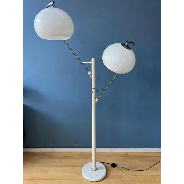 Space Age White Mushroom Swing Arm Floor Lamp from Dijkstra For Sale - Image 6 of 11