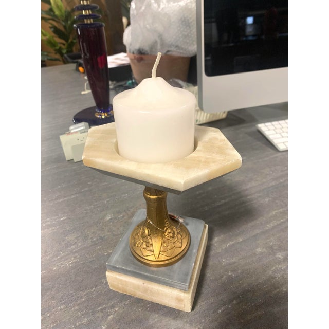 Bronze White Marble Art Nouveau Stands With Bronze Columns - Pair For Sale - Image 8 of 8