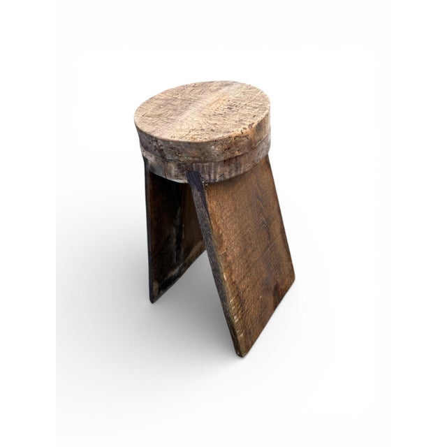 Brown 24" - Handcrafted Sculptural Solid Wood Espresso "Halo" Stool For Sale - Image 8 of 11