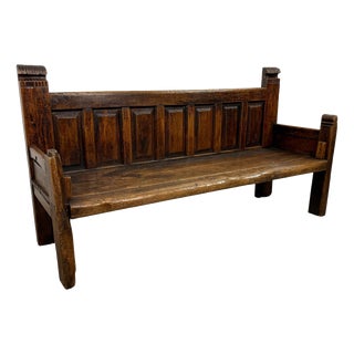 Antique Traditional Spanish Oak Bench For Sale