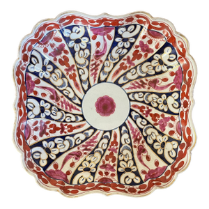 Antique 18th Century English Worcester Porcelain Square Dish or Low Bowl in the Queen Charlotte Pattern Circa 1790