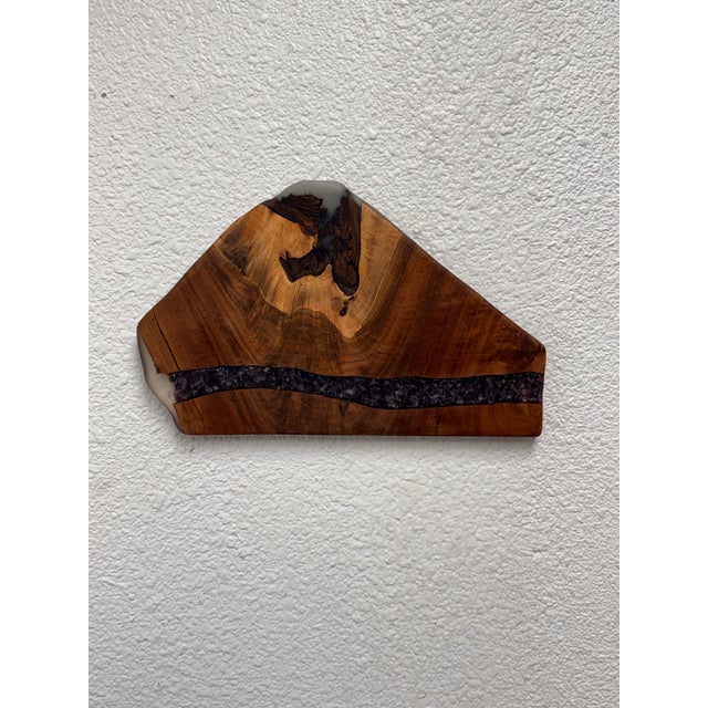 Brown Handcrafted Live Edge Wood Decorative Panel For Sale - Image 8 of 12
