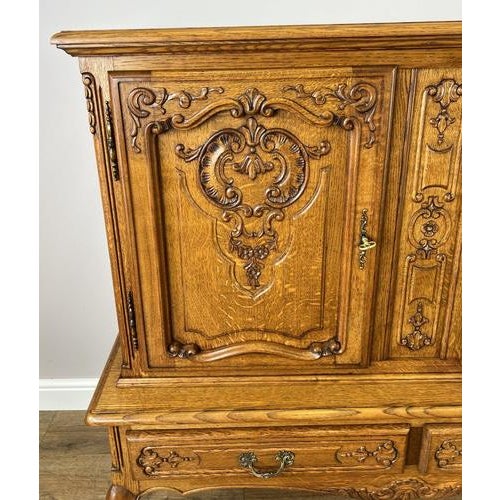 Vintage French Louis XVI Style Oak Carved Sideboard For Sale - Image 3 of 13