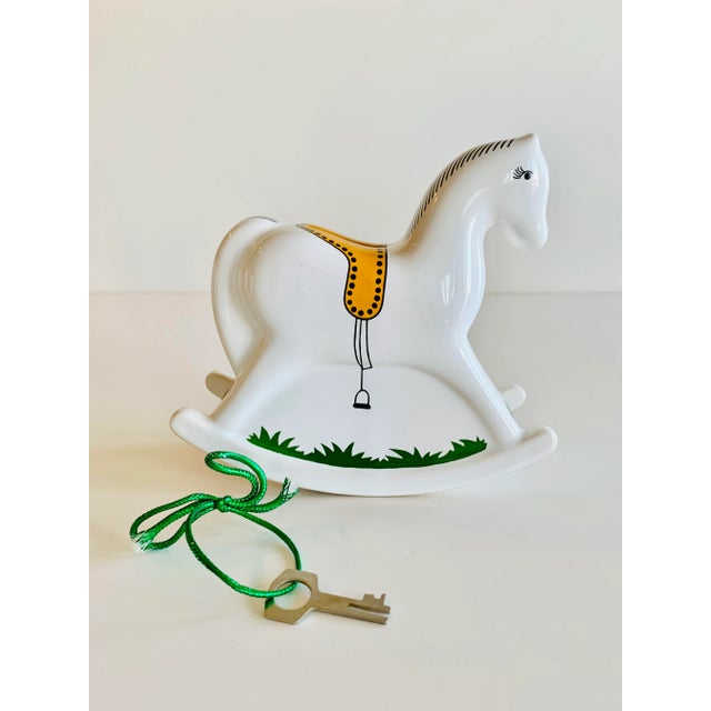 1980s Vintage German Porcelain Rocking Horse "Piggy" Bank For Sale - Image 5 of 10