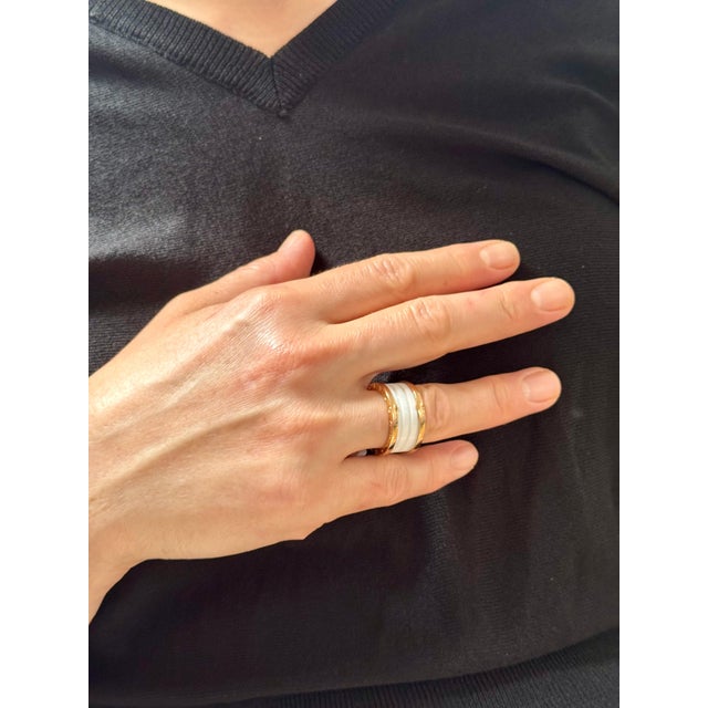 Bulgari B Zero Wide Four- Band , 18 Karat Rose Gold Loops White Eternity Band For Sale - Image 14 of 18