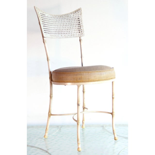 Ivory Vintage Mid Century Faux Bamboo Aluminum Table & Chairs Patio - a Set of 5 For Sale - Image 8 of 13