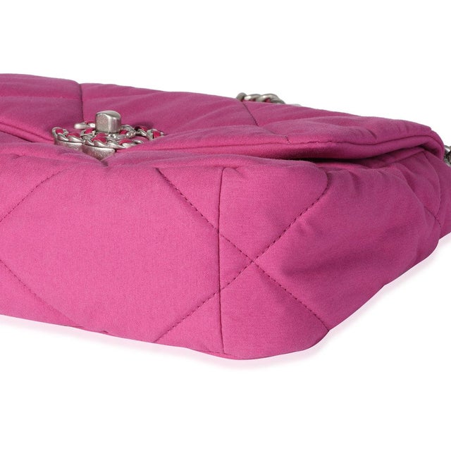 Fuchsia Quilted Cotton Medium Chanel 19 Flap Bag For Sale In New York - Image 6 of 8