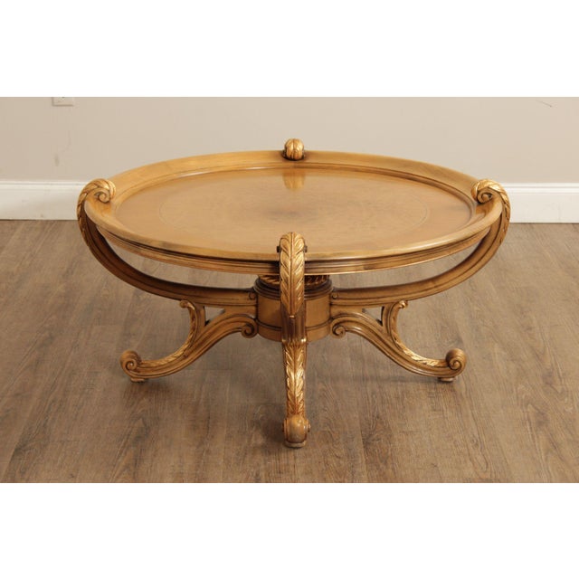Colombo Mobili Round Italian Carved Partial Gilt Coffee Table For Sale - Image 10 of 12