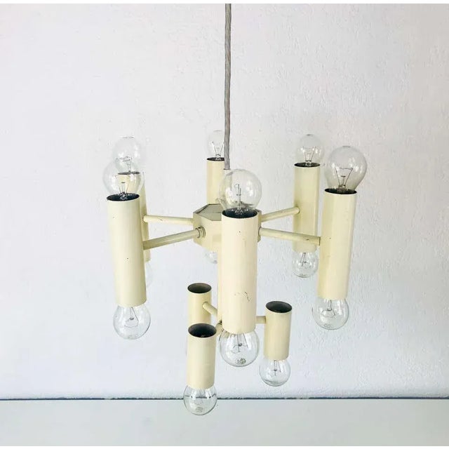 Sciolari 9-Arm White Chandelier, circa 1960 For Sale - Image 12 of 13