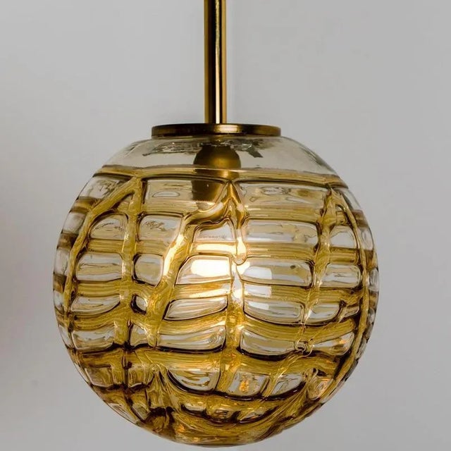 Metal Yellow and Clear Murano Glass Pendant Light, 1960s For Sale - Image 7 of 12