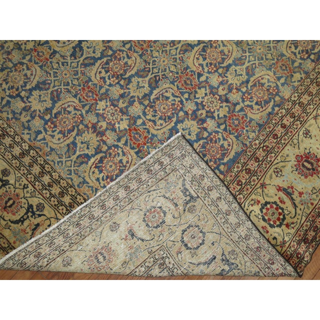 Contemporary Large Traditional Blue Field Antique Persian Tabriz For Sale - Image 3 of 6