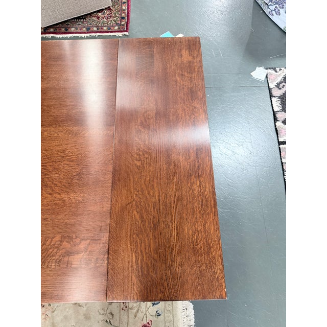 Late 20th Century Late 20th Century Stickley Mission Collection Keyhole Trestle Oak Dining Table For Sale - Image 5 of 11