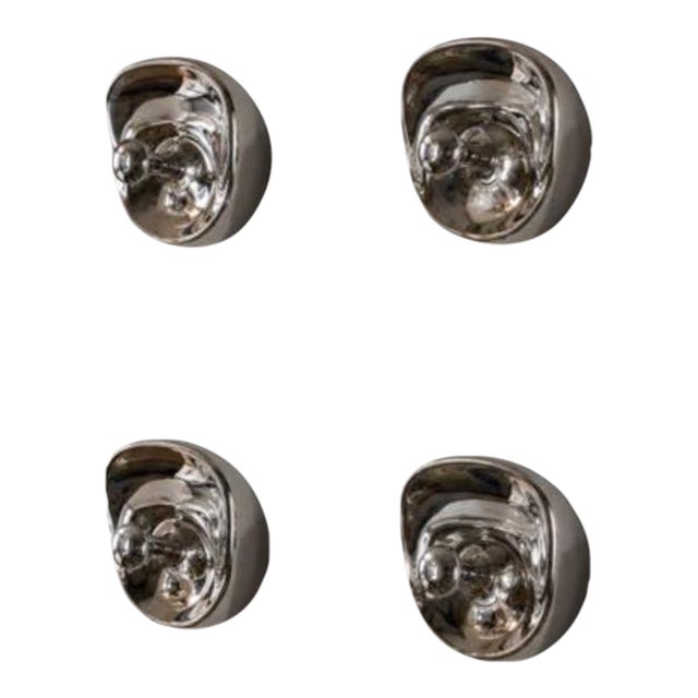 Space Age Set of 4 Chrome Plastic Coat Hangers, Olaf Von Bohr, Kartell Italy 1960s For Sale