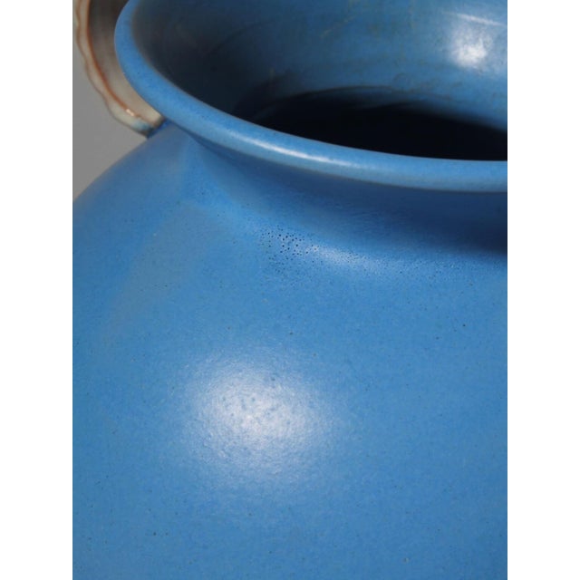 1930s Art Deco Double Handled Blue Vase by Gabriel Burmeister for Gabriel Keramik, Sweden, 1930s For Sale - Image 5 of 8