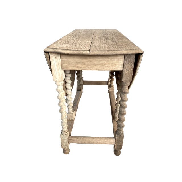 French Country Antique French Bleached Oak Gate Leg Table For Sale - Image 3 of 10