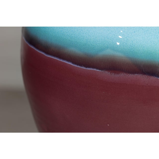 Large Artisan Ceramic Vase with Turquoise Crackle Glaze and Deep Brown Ground For Sale - Image 13 of 18