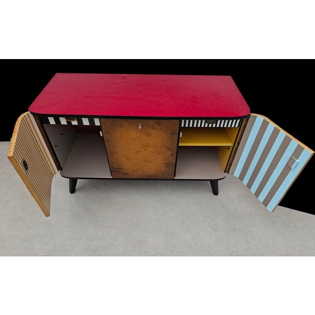 Wood Vintage Commode with Side Doors and Tilting Door, 1950s For Sale - Image 7 of 10