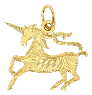 Unicorn Necklace with Diamond Cuts 14k Yellow Gold 16"