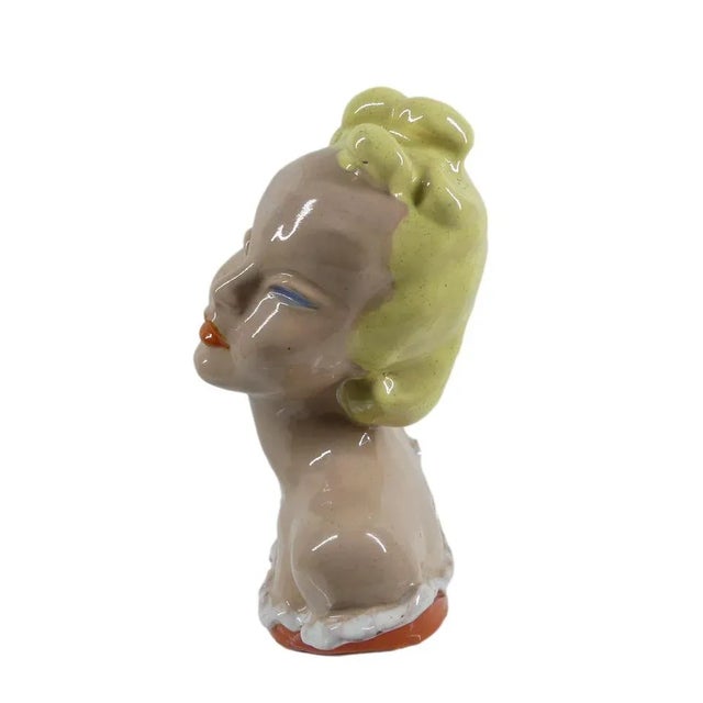 Art Deco Ceramic Bust of Lady from Komlos Budapest For Sale - Image 4 of 9