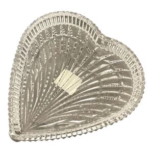 Signed Waterford Cut Crystal Heart Shaped Tray