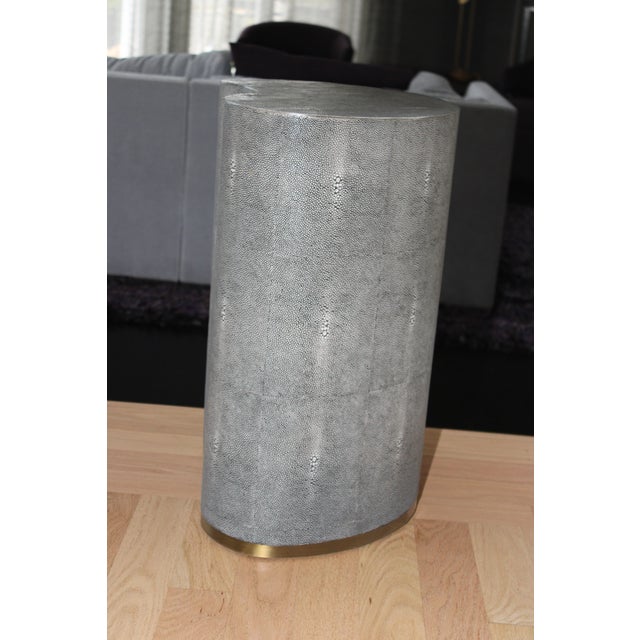 Kidney Shaped Custom Made Pebbled Leather Side Table For Sale - Image 4 of 9