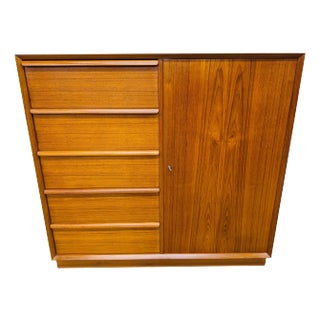 Vintage Danish Modern Teak High Chest For Sale