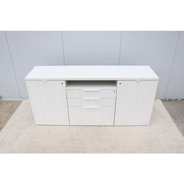 Contemporary Modern Minimalist Knoll Reff Profiles Classic Credenza Sideboard in Whitened Ash For Sale - Image 3 of 18