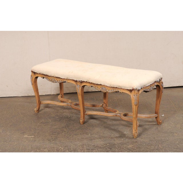 Mid 20th Century 4 Ft French Long Bench, All Sides Carved For Sale In Atlanta - Image 6 of 10
