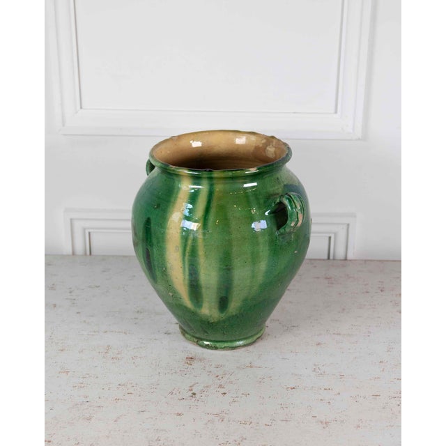 Mid 19th Century French 19th Century Green and Yellow Splash-Glaze Confit Pot For Sale - Image 5 of 9