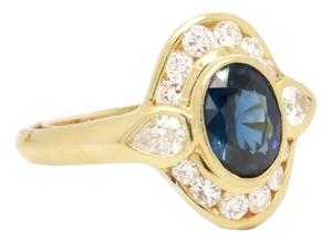 Vintage 18k Gold, Sapphire, and Diamond Cocktail Ring