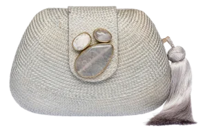 Tamu Bean Clutch in Light Grey