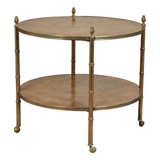 Vintage Two Tiered Faux Bamboo and Wood Table or Stand For Sale