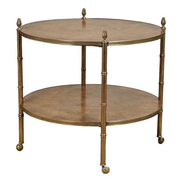 Vintage Two Tiered Faux Bamboo and Wood Table or Stand For Sale