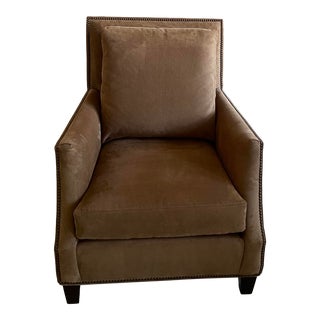 Arhaus - Classic Mid-Century Modern Contemporary Chocolate Armchair For Sale