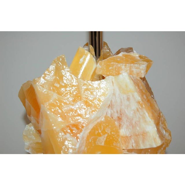 Stone Rock Lamp Table Sculptures in Orange Calcite For Sale - Image 10 of 11