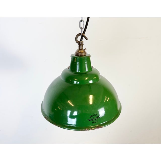 Industrial Green Enamel Factory Pendant Lamp from Maxlume, 1960s For Sale - Image 6 of 18