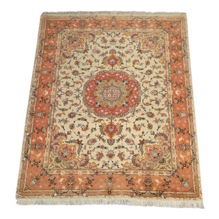 Antique Tabriz Rug in Cotton and Wool For Sale