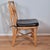 Brown 1970s Chinese Chippendale Rattan Side Chair Desk Accent Chair W/ Black Faux Leather Cushion For Sale - Image 8 of 10