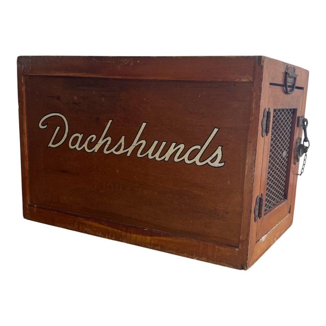 Traditional Mid 20th Century Historic Wwii-Era Dachshund Dog Show Crate Kennel Bro-Bark For Sale - Image 3 of 8
