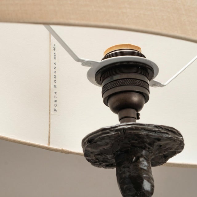 Giacometti Form Table Lamps in Bronze Finish by Porta Romana - Pair For Sale - Image 10 of 11