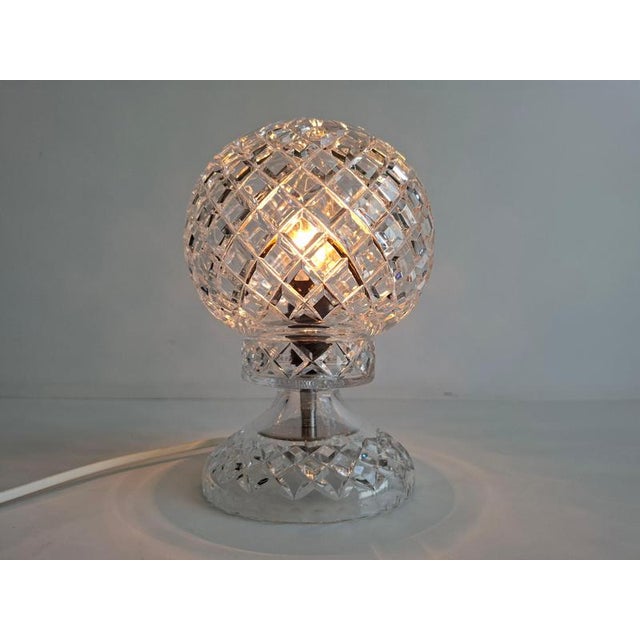 Mid-Century Modern Bohemian Czech Cut Crystal Table Lamp, 1970 For Sale - Image 12 of 14