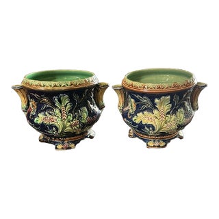 Belgian Majolica Cache Pots Circa 1900 For Sale