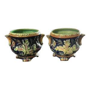 Belgian Majolica Cache Pots Circa 1900