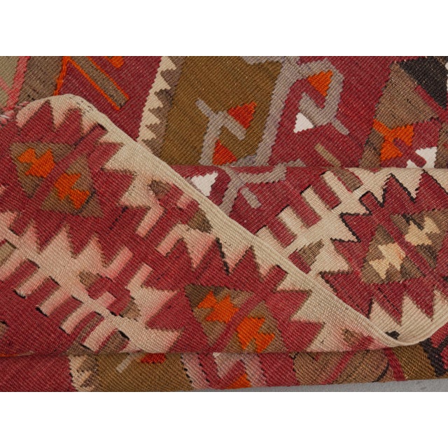 Textile 1970s Vintage Handmade Wool Cotton Pink Runner Rug For Sale - Image 7 of 11