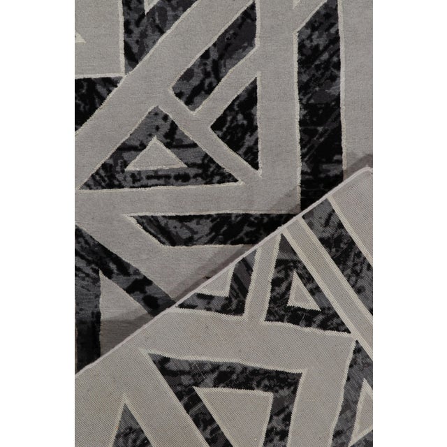 Rug & Kilim’s Art Deco Style Modern Rug in Gray, Black Geometric Pattern For Sale In New York - Image 6 of 6