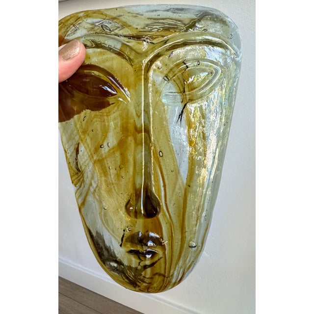 Mid-Century Modern Erik Hoglund for Kosta Boda Attributed Glass Face Mask Sculpture For Sale - Image 3 of 7