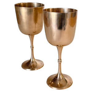 French Chalices in Silvered Coloured Metal, France, 1960s, Set of 2