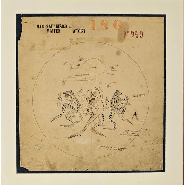 Watercolor of Three Frogs, England circa 1860